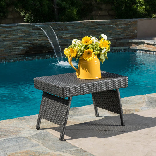 Outdoor Wicker Table with Rectangular Tabletop, Grey – view 2