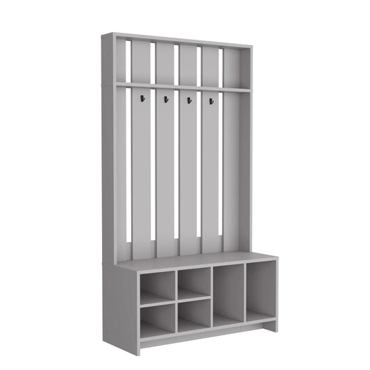 Tulcan 38' Wide Hall Tree with Bench and Shoe Storage, Entryway Bench with Coat Rack – view 2