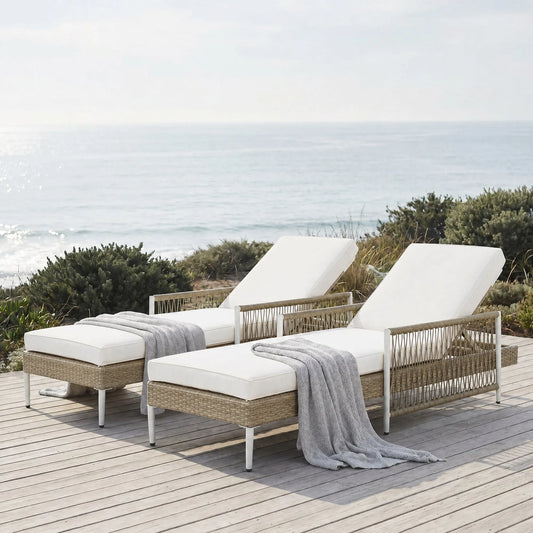 Outdoor All-Weather PE Rattan Chaise Lounge, Minimalist Patio Wicker Lounge Chair with 6 Gear Adjustable Recliner, Arms and Cushion for Poolside – view 2