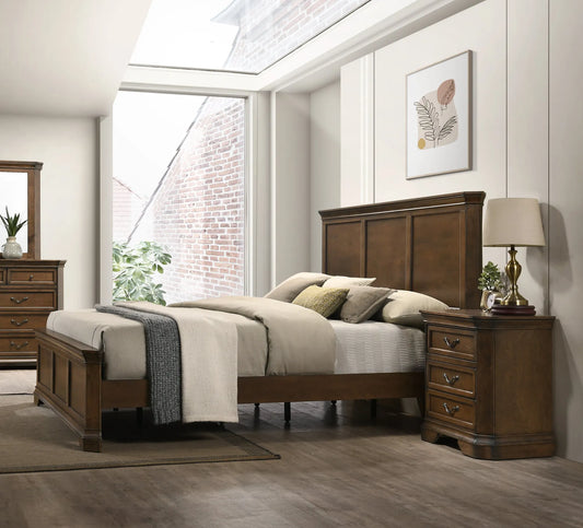 Maderne Traditional 3-Piece Wood Bedroom Set with King Size Panel Bed and Two Nightstands – view 2
