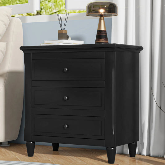 U_STYLE 28''painted Nightstand with 3 Drawers and Smooth Gliding Rails ,Simple Bedside Cabinet with Metal handle, Minimalist Sofa Side Table with – view 2