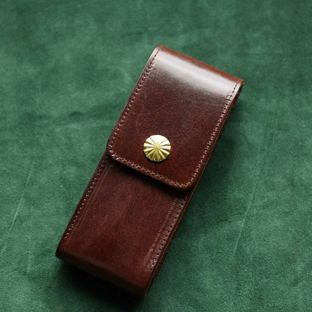 Coffee Brown vegetable-tanned leather fountain pen case