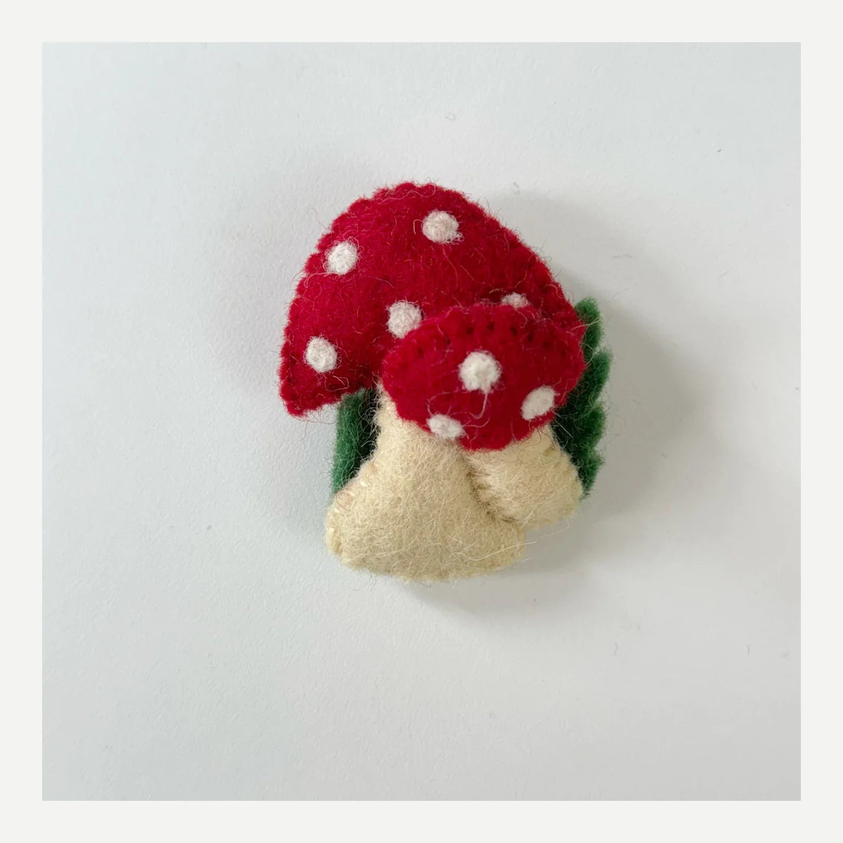 Red and white mushroom handmade wool felt brooch