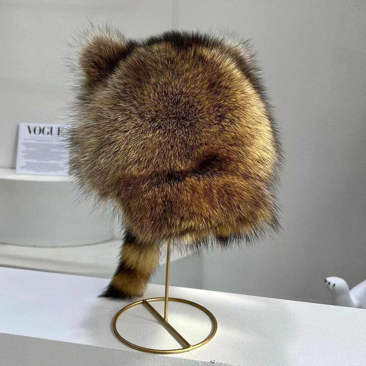 Little raccoon ear protection hat American raccoon fur Lei Feng overlord hat winter warm boys and girls adult fur hat