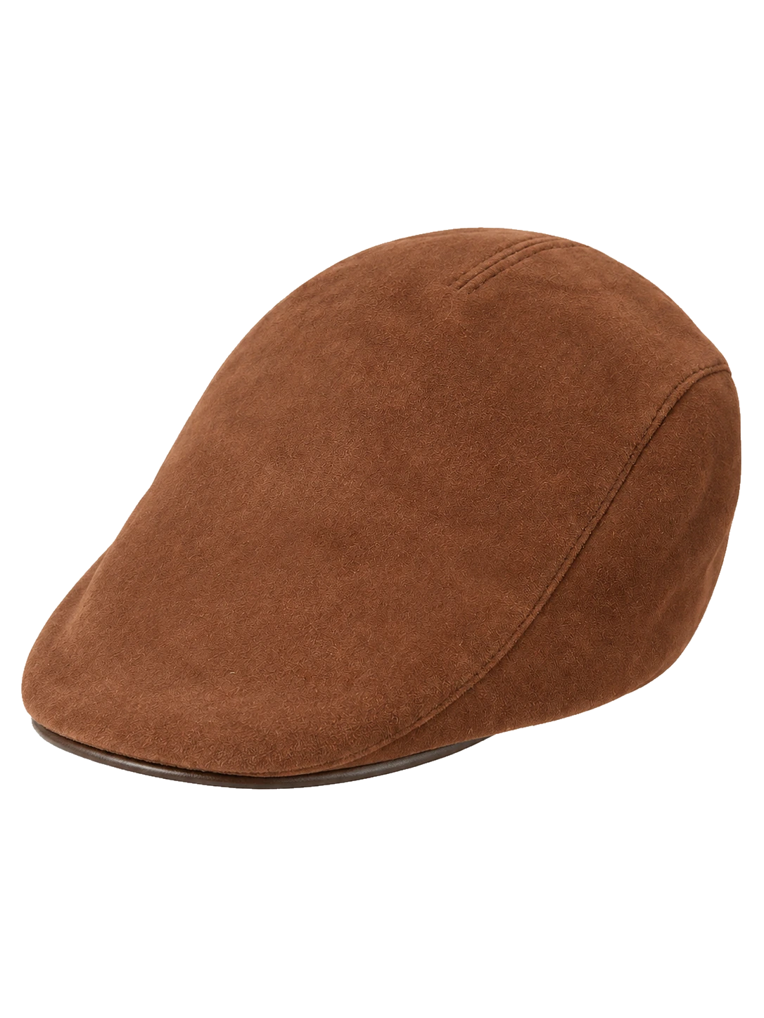 Warm Camel genuine sheepskin leather newsboy cap, front product view