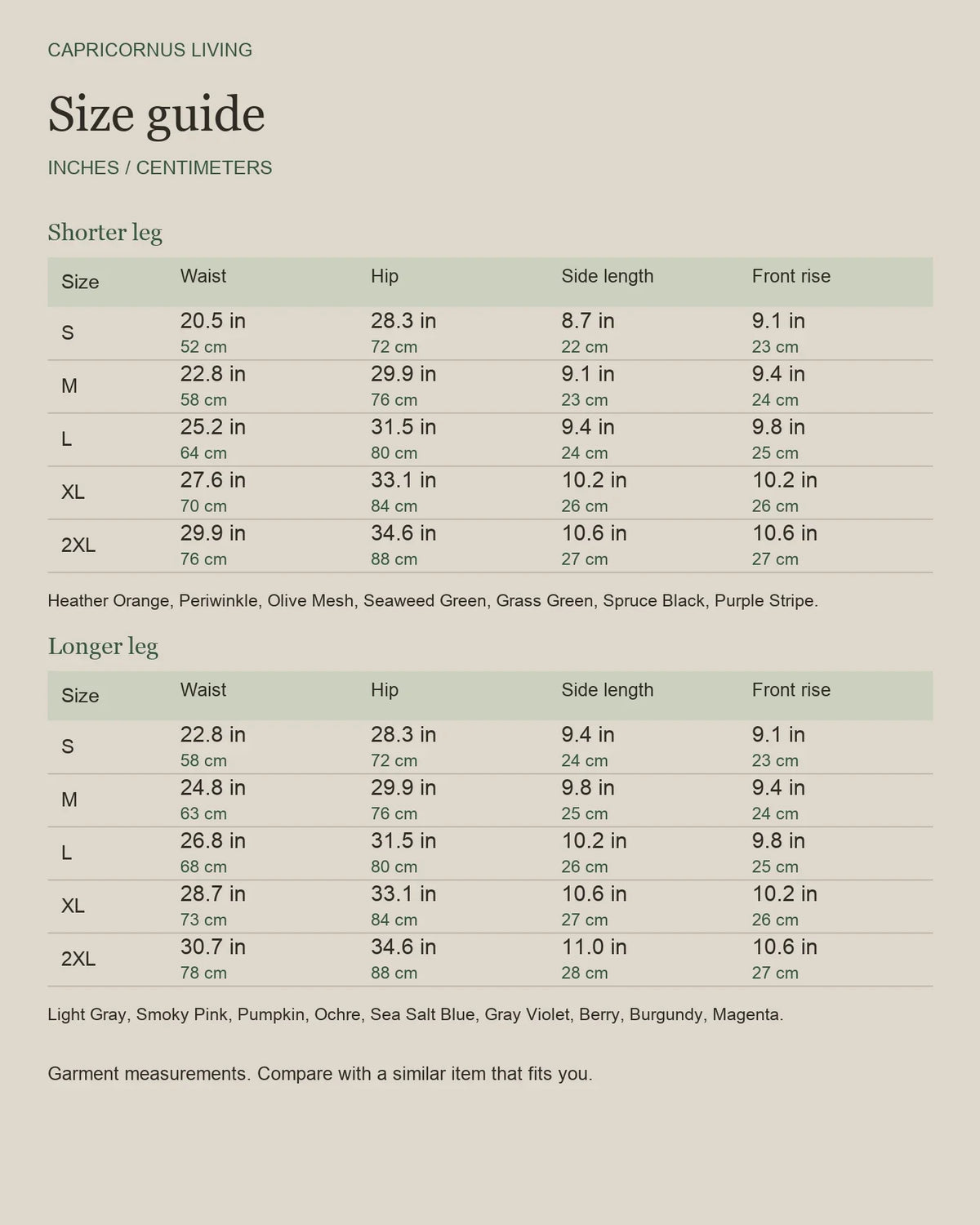 English size guide for Women's Merino Wool Underwear - Boyshorts, inches and centimeters.