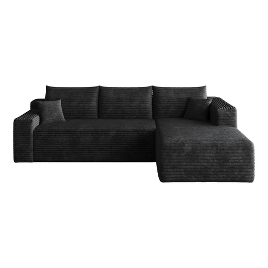 95' Cloud Sectional Sofa, Modern Minimalist Upholstered Couches, Comfort U Shaped Sofa for Living Room, Deep Seat Corner Couch, No Assembly Required, Black (Plush Corduroy Fabric) detail view 2