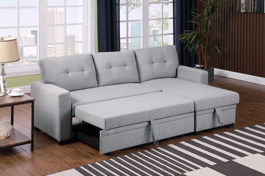 Upholstered Pull out Sectional Sofa with Chaise detail view 2