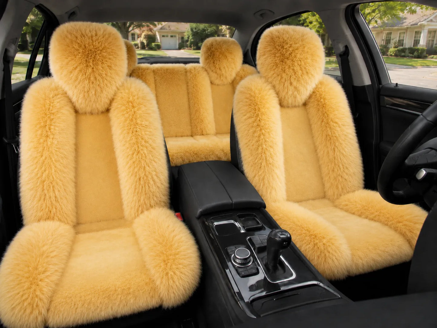 Amber Gold genuine Australian sheepskin car seat cover, five-seat set