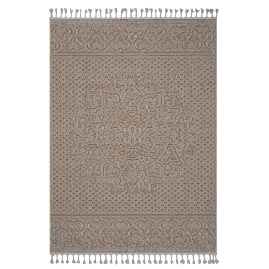 Loom & Luxe Beige & Medallion Indoor/Outdoor Area Rug