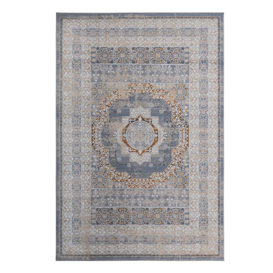 Loom & Luxe Blue & Ivory & Medallion Area Rug