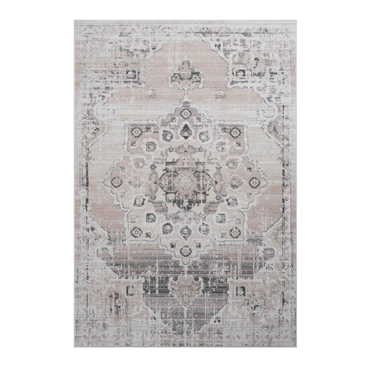 Loom & Luxe Cream & Beige & Medallion Area Rug