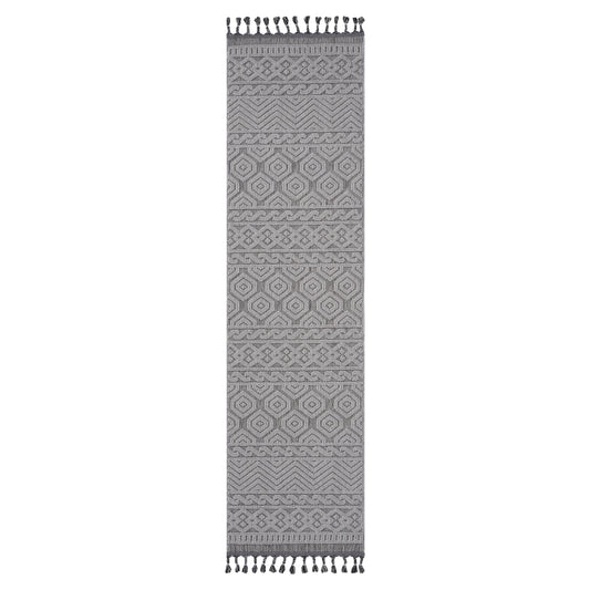 Loom & Luxe Grey & White & Geometric Indoor/Outdoor Area Rug