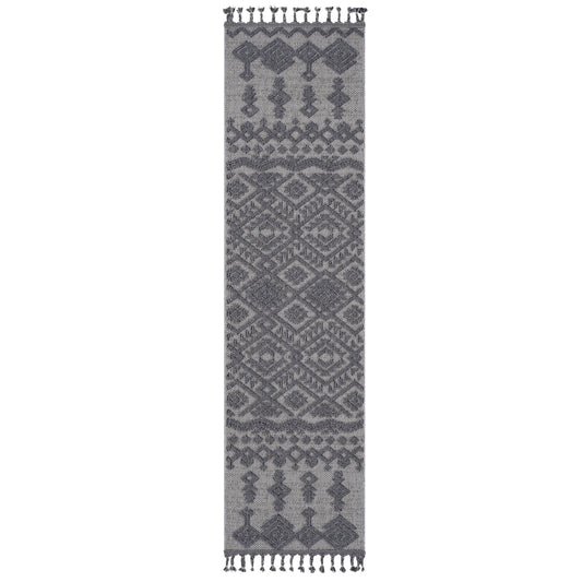 Loom & Luxe White & Gray & Traditional Indoor/Outdoor Area Rug