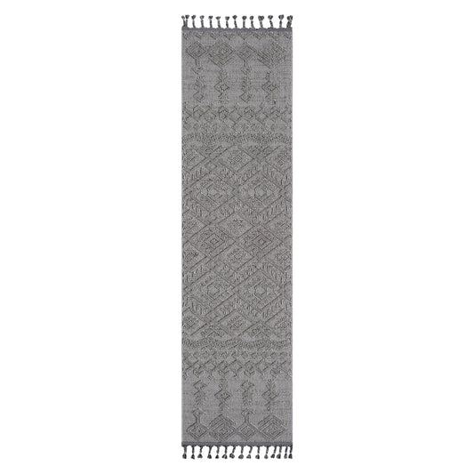 Loom & Luxe White & White & Traditional Indoor/Outdoor Area Rug