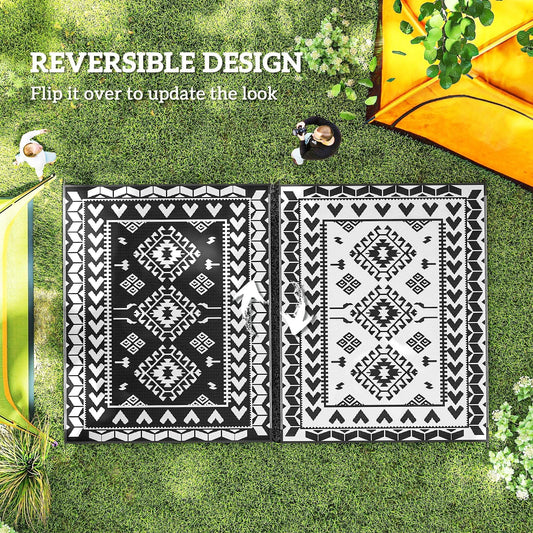 Outsunny Reversible Rhombus Outdoor Patio Rug