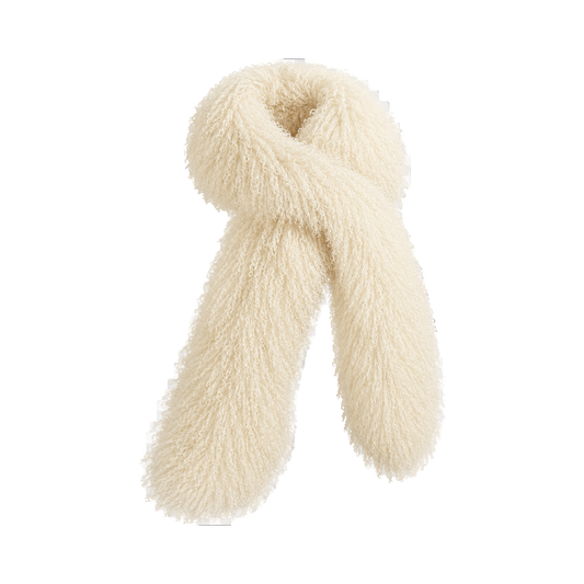 Capricornus Living Khaki genuine curly lamb fur long scarf on transparent background