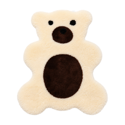 Capricornus Living Ivory White Bear genuine Australian wool bear-shaped rug on a transparent background