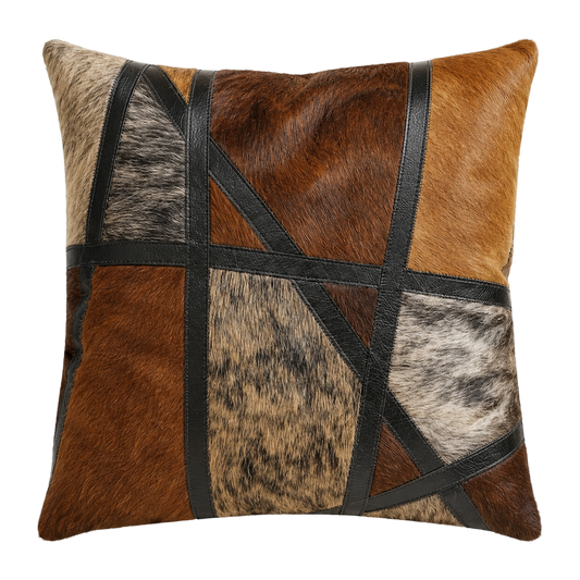 Capricornus Living Coffee Tiger square geometric genuine cowhide pillow on a transparent background