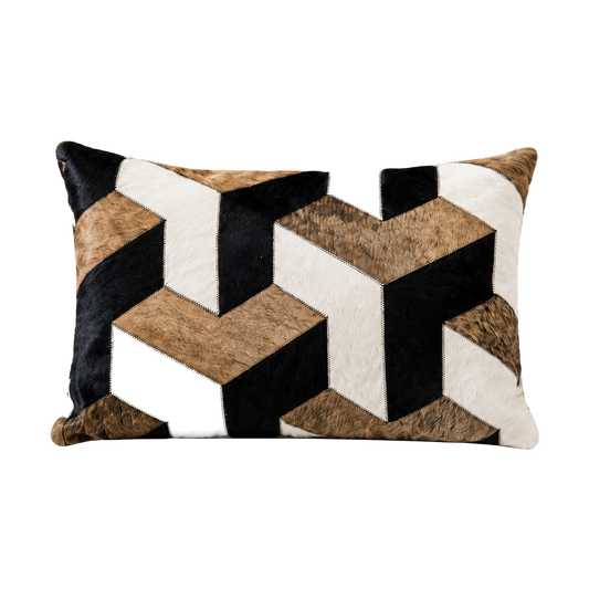 Capricornus Living Tan Tiger 30 x 50 cm geometric genuine cowhide lumbar pillow on a transparent background