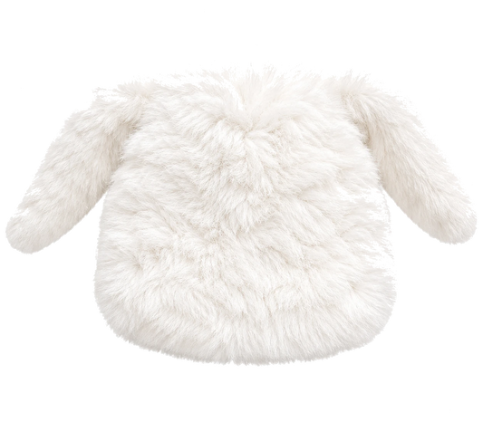 Natural White genuine rabbit fur bunny ear winter hat, transparent background