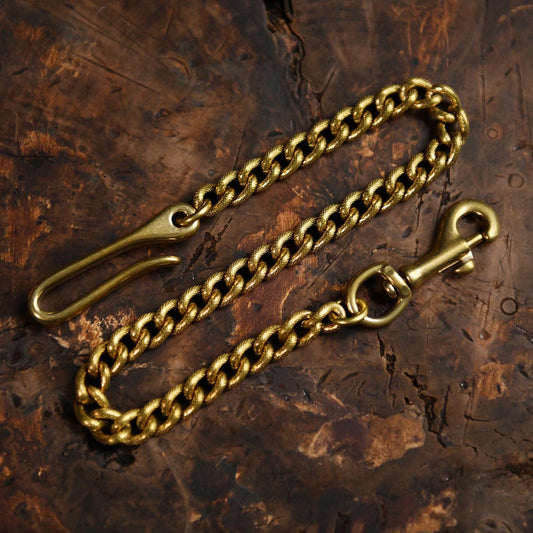 Textured metal wallet chain with hook clasp, 45 cm