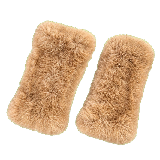 Light Natural Brown women's genuine sable fur fingerless gloves with long cuffs on transparent background