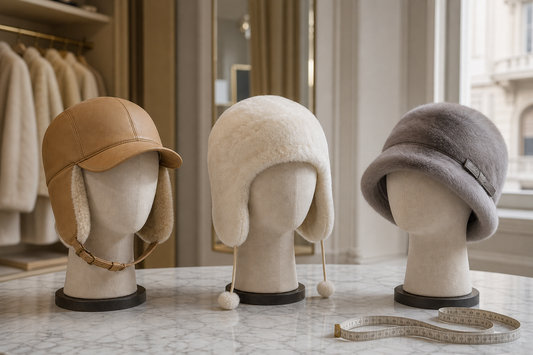 Sized earflap cap, stretch-fit fur hat, and adjustable mink cloche compared