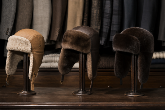 Men's sheepskin lamb-wool cap and mink-fur leather earflap caps compared