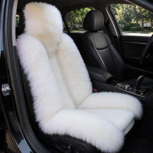 Natural White genuine Australian sheepskin car seat cover, single seat