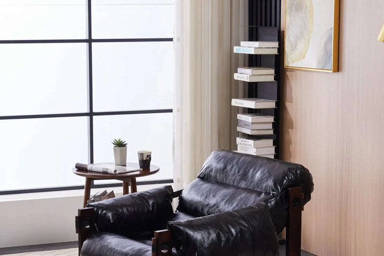 A leather lounge chair bringing warmth and character to the living room