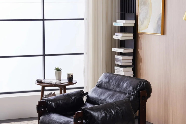A leather lounge chair bringing warmth and character to the living room