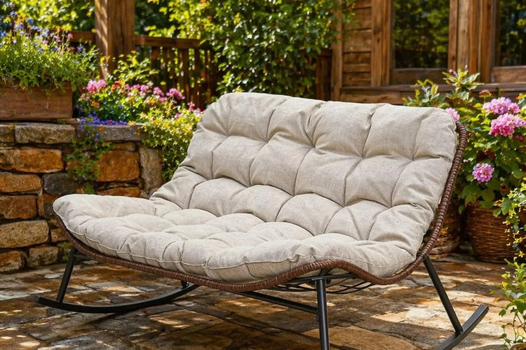 Relaxed outdoor furniture creating a considered place to gather