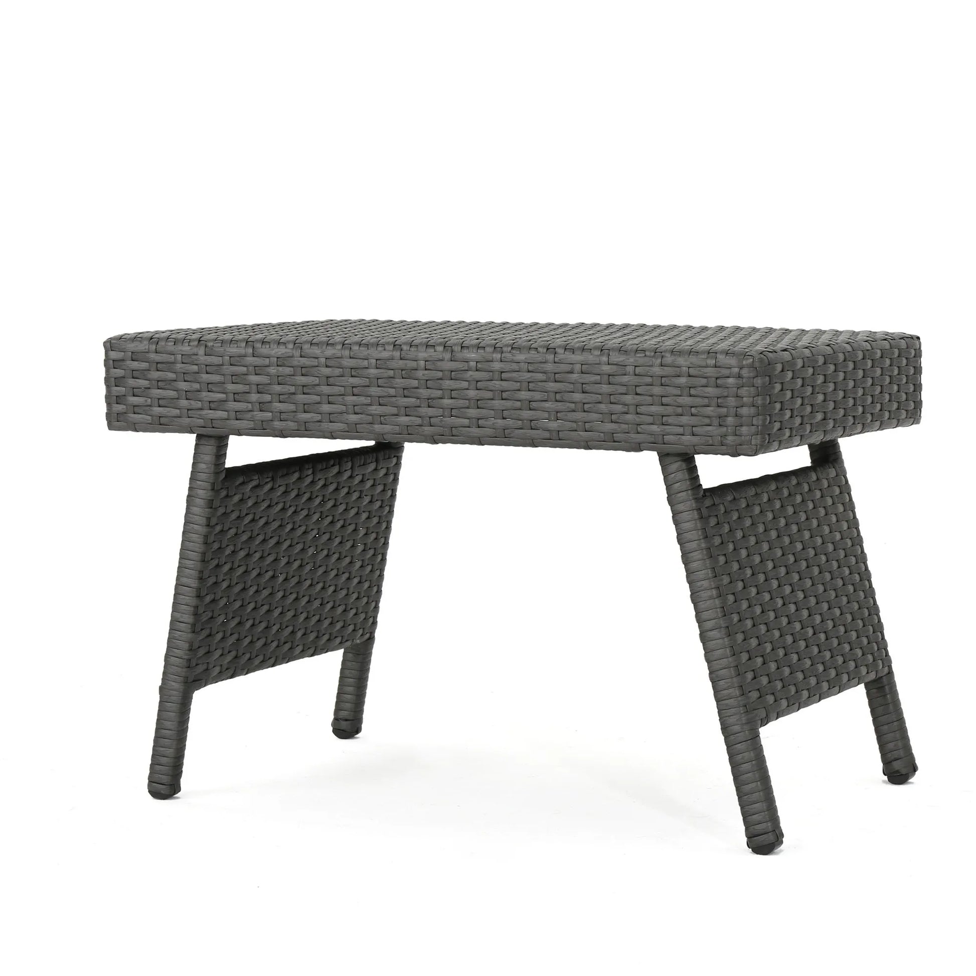 Outdoor Wicker Table with Rectangular Tabletop, Grey – view 1