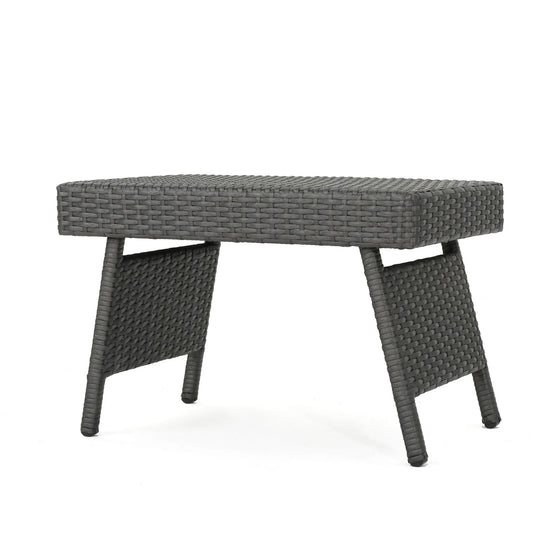 Outdoor Wicker Table with Rectangular Tabletop, Grey – view 1