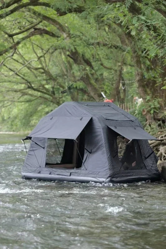 Foldable 2-3 People Amphibious Inflatable Car Roof Top Tent for camping Outdoor Glamping Camping Tent for SUV,Truck and Universal Auto Self-Driving Touring(Without Ladder, Black )