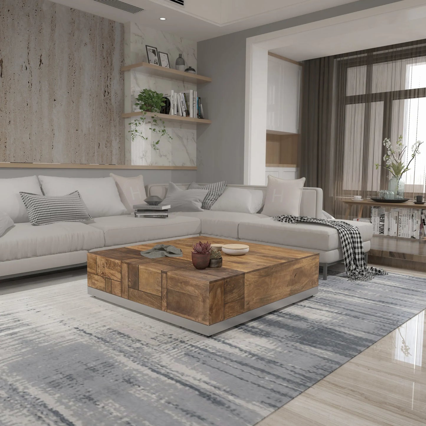 Solid Wood Coffee with Storage – view 1