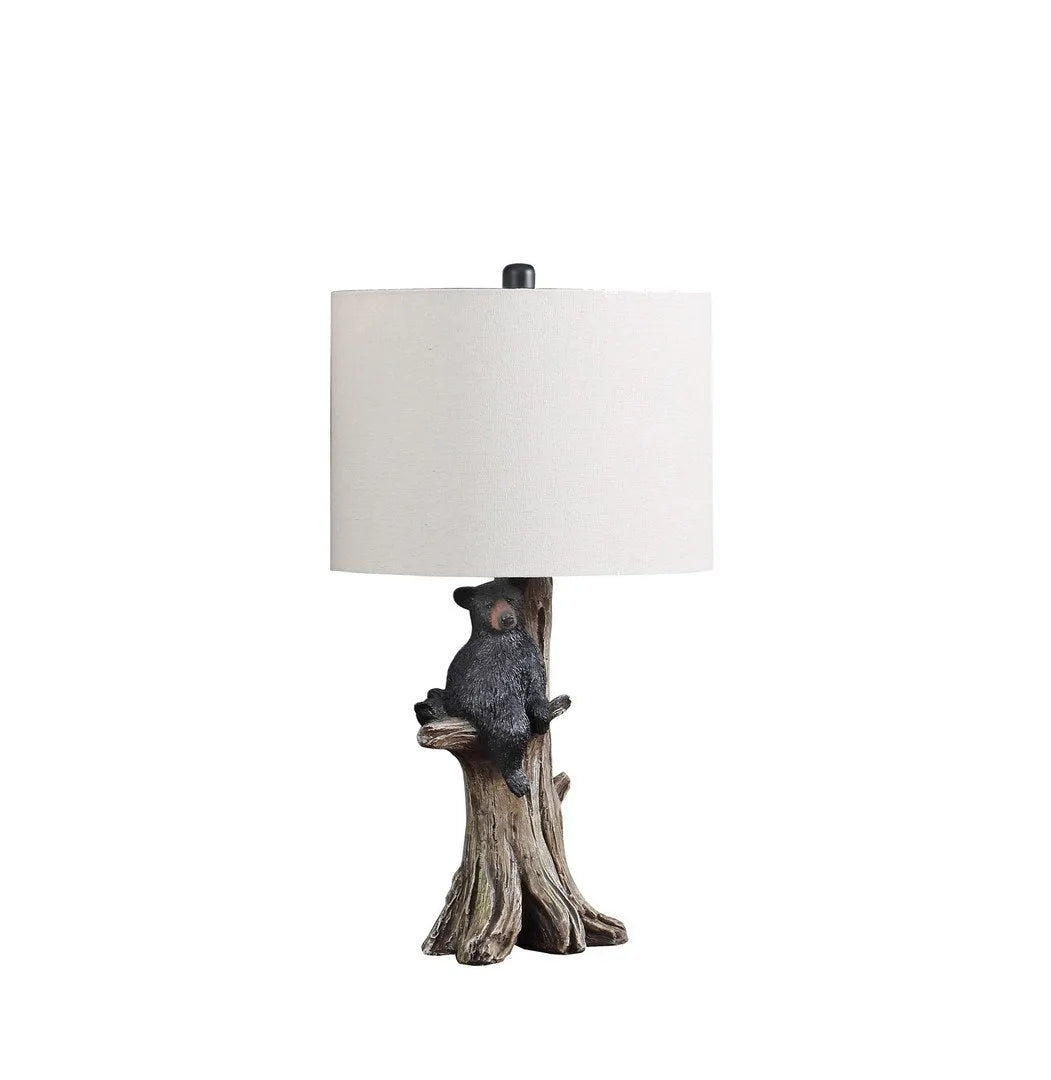 24.75' In Black Bear On A Tree Polyresin Table Lamp – view 1