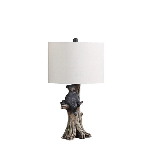 24.75' In Black Bear On A Tree Polyresin Table Lamp – view 1