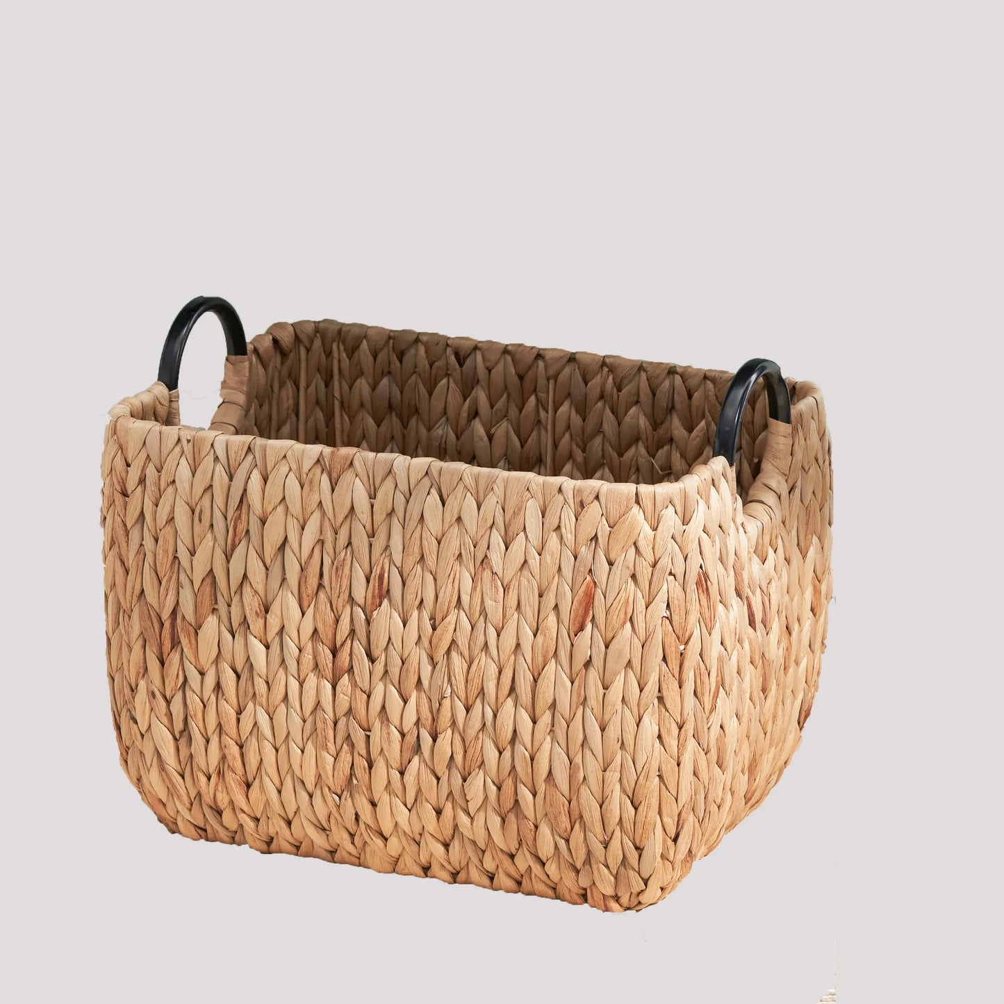 Rectangular Multi Purpose Water Hyacinth Woven Wicker Baskets with Handles - 16' x 12' x 13' - Natural Brown - For Towel, Toys, Magazine and Kitchen – view 1