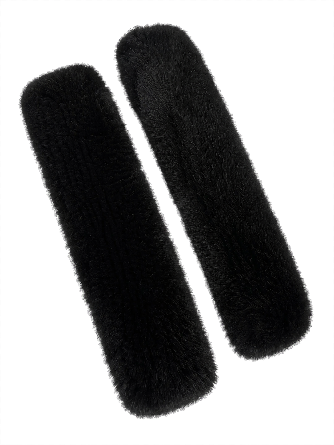 Black genuine mink fur fingerless arm warmers, product view