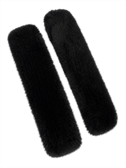 Black genuine mink fur fingerless arm warmers, product view