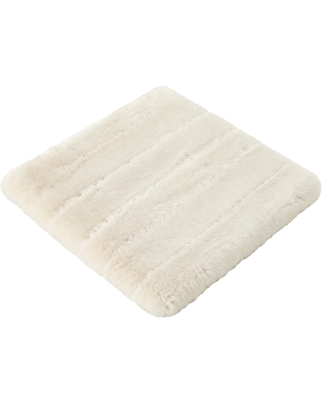Cream Ivory genuine short-pile sheared-sheepskin patchwork chair pad on transparent background