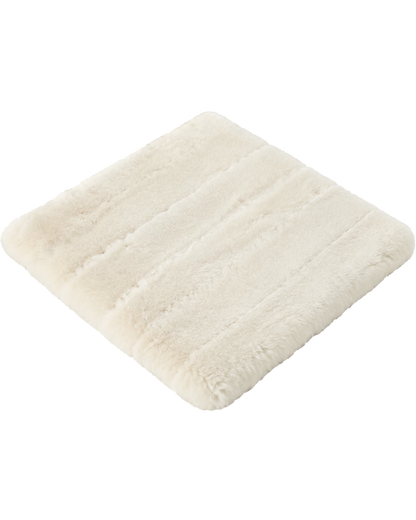 Cream Ivory genuine short-pile sheared-sheepskin patchwork chair pad on transparent background