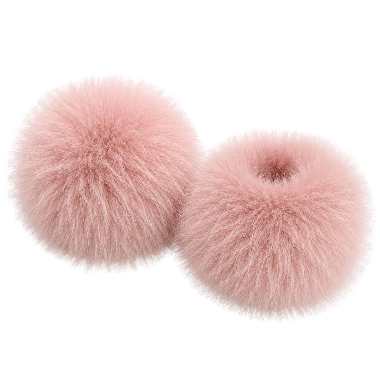 Blush Pink genuine fox fur wrist cuffs, transparent product view