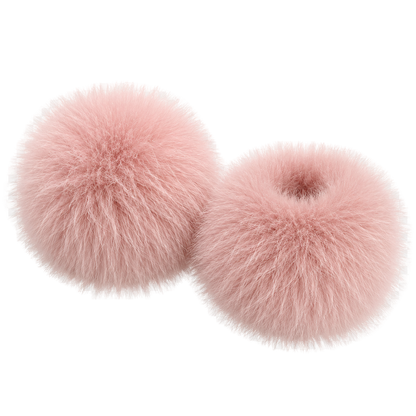Blush Pink genuine fox fur wrist cuffs, transparent product view