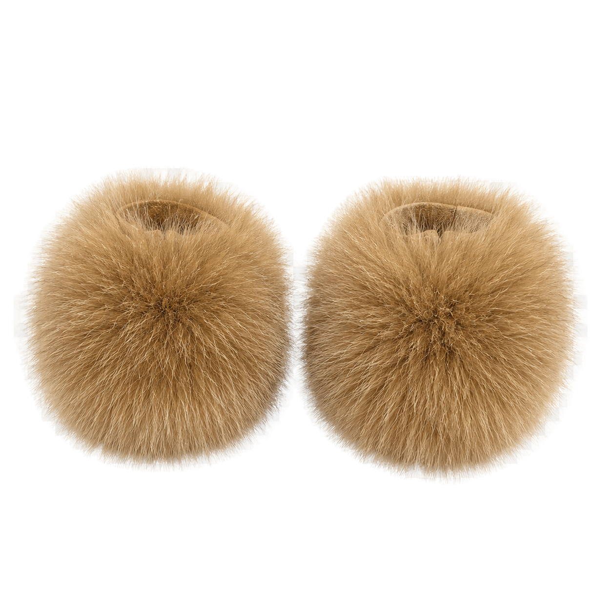 Camel genuine fox fur wrist cuffs, transparent product view