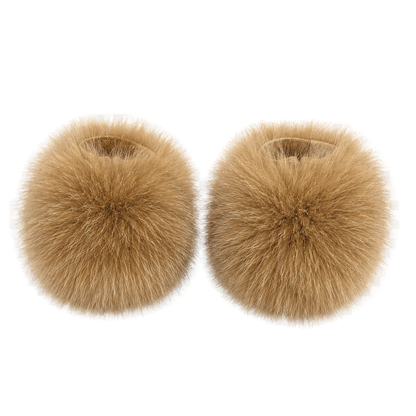 Camel genuine fox fur wrist cuffs, transparent product view