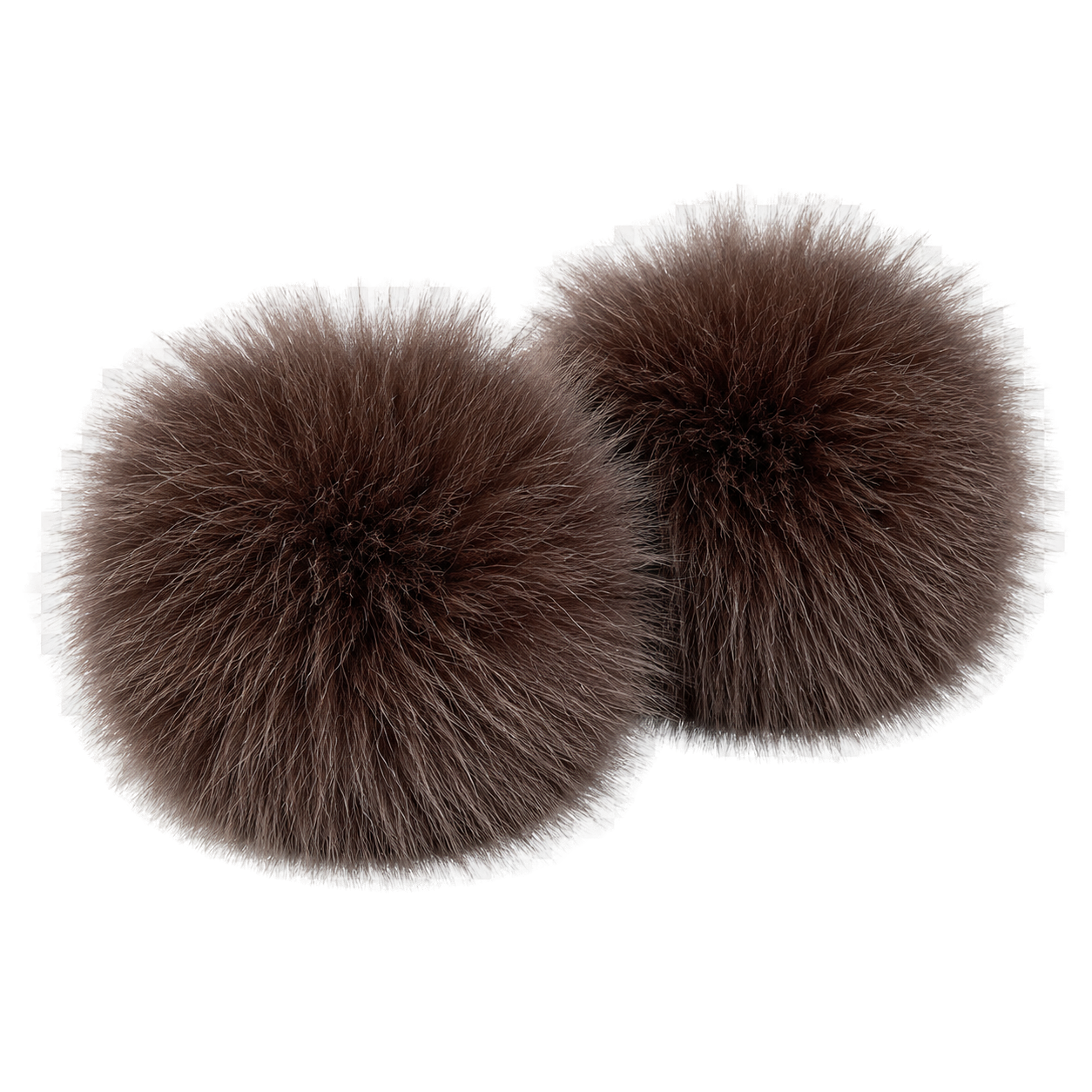 Deep Brown genuine fox fur wrist cuffs, transparent product view