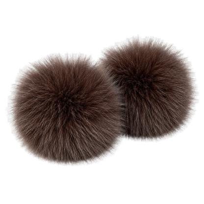 Deep Brown genuine fox fur wrist cuffs, transparent product view